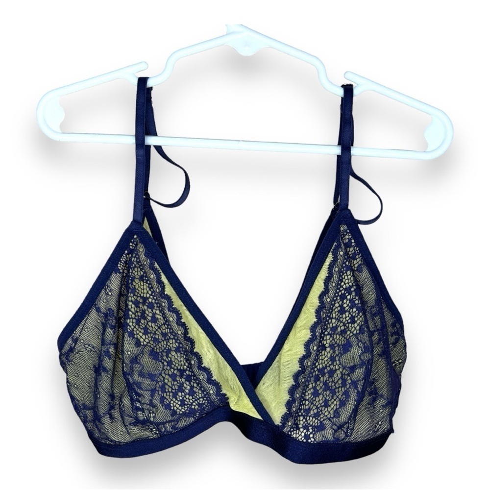 MEDIUM KENSIE GREEN BLUE MESH LACE BRALETTE GLAM LINGERIE BRA